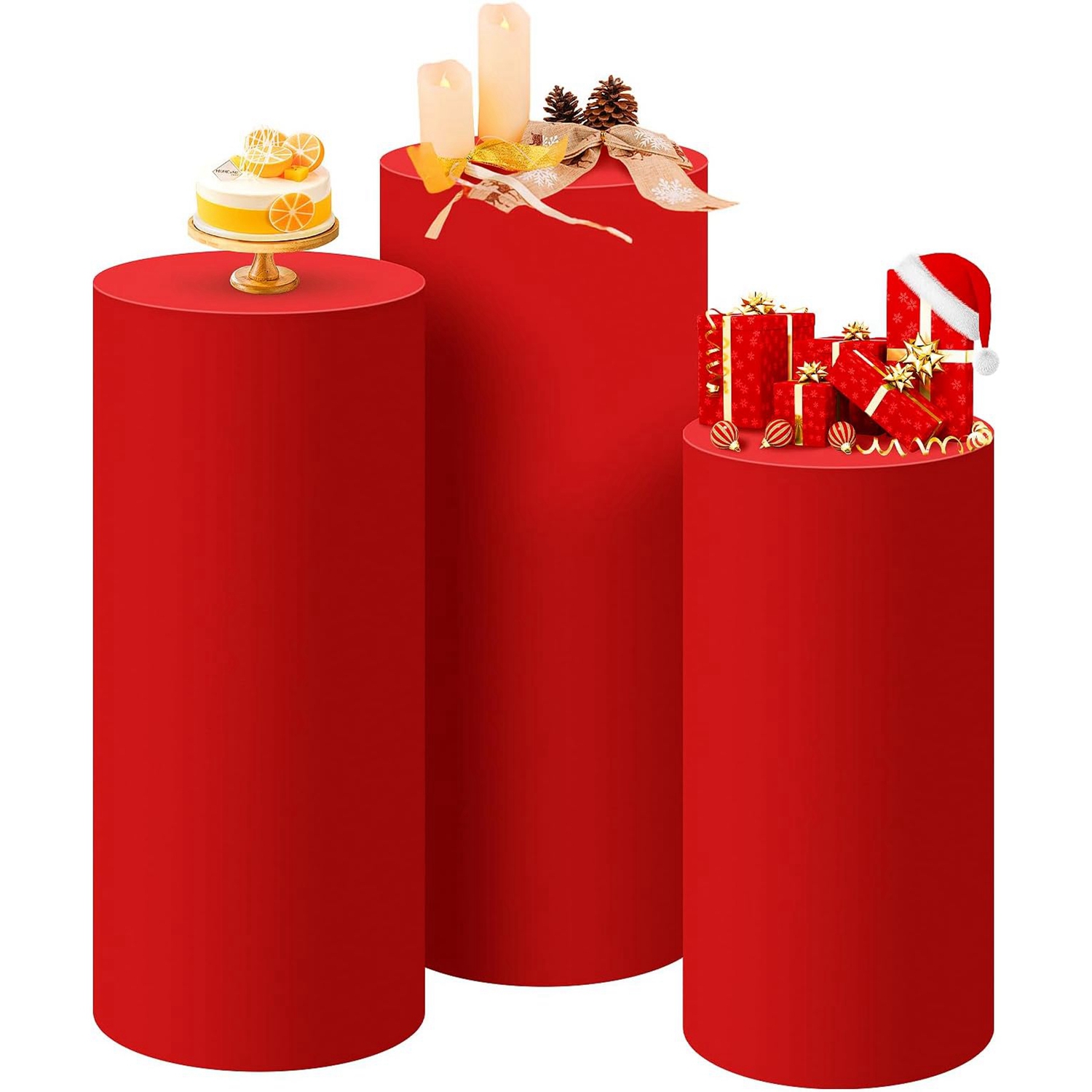 Dessert Table Backdrop - Чехол-цилиндр Yeele красного цвета для подставки,