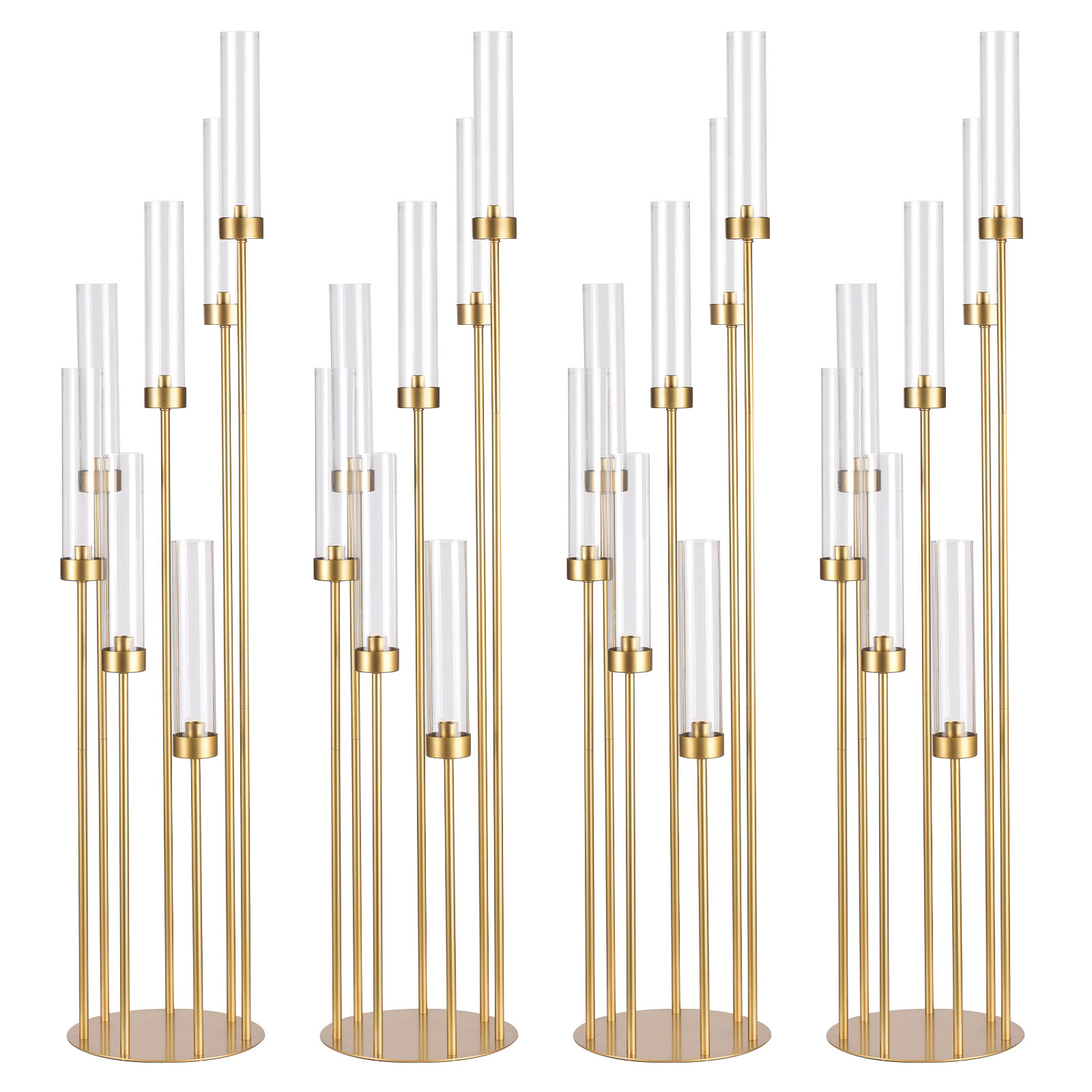 Centerpiece Stick - 4 комплекта 7-рожковых золотых напольных канделябров